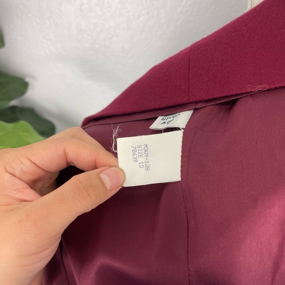 Vintage Pendleton Burgundy Wine Two Piece Wool Skirt Blazer Set - Picture 5 of 8